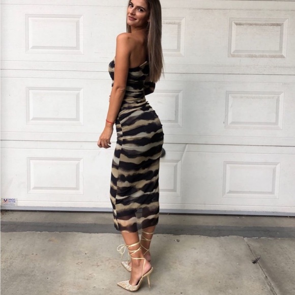 ZARA TIE-DYE PRINT TULLE DRESS - Picture 6 of 14